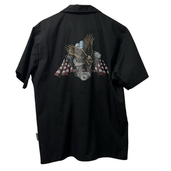 Dragonfly American Dream Men Short Sleeve Button Down Size Medium Biker American - Picture 1 of 14